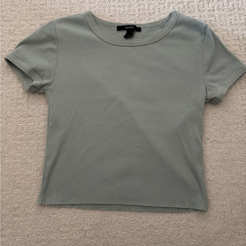green ribbed top